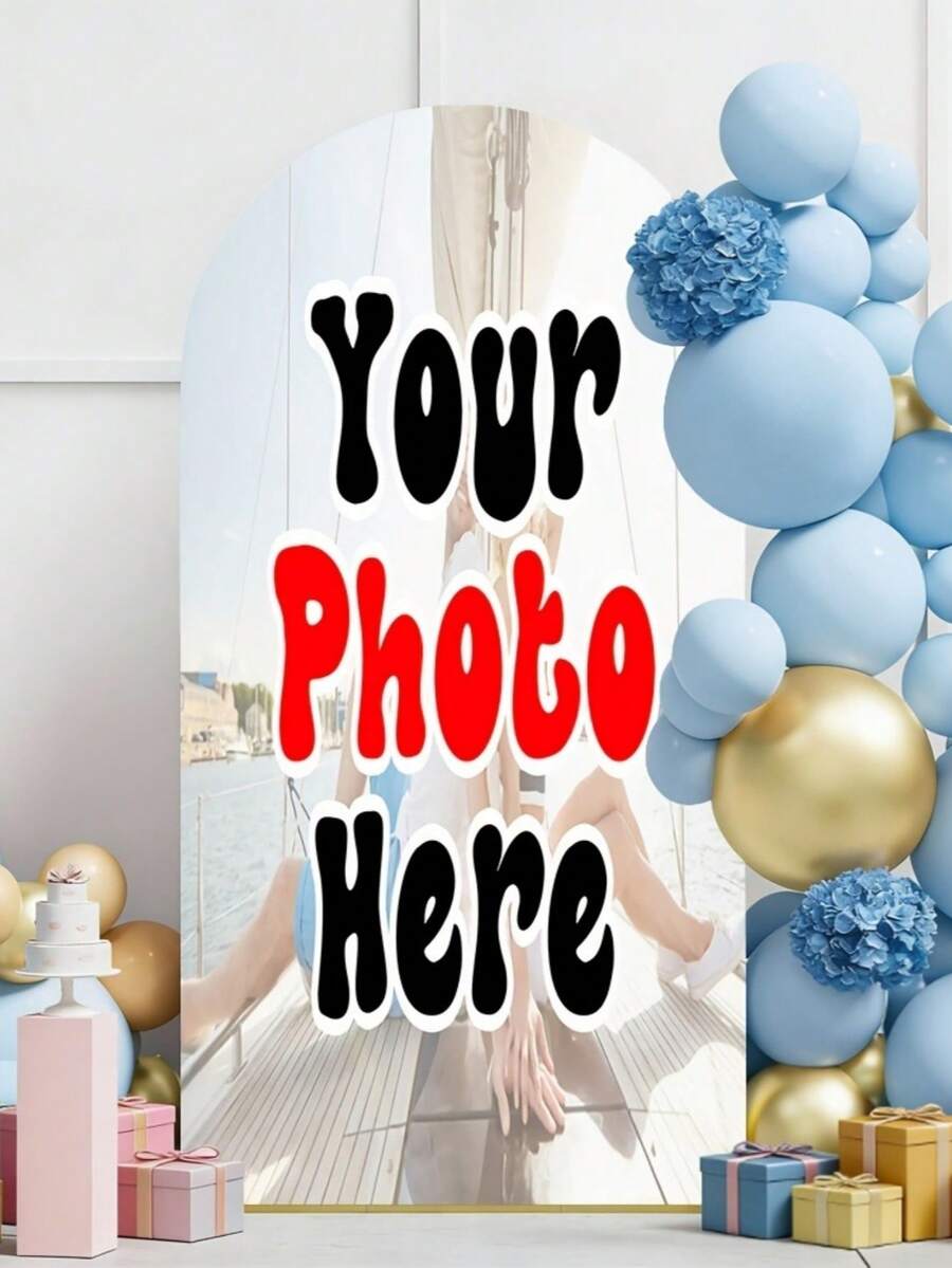 Personalized Spandex Archway Fabric Cover - Custom Archway Backdrop Cover, Fits Round Dome Backdrop Frame Stand, Suitable For Birthday, Theme Party, Wedding, Multiple Sizes Available - Multicolor - View 1