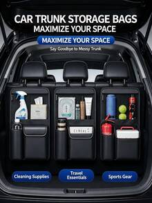 1pc Car Trunk Multi-Function Storage Bag, Off-Road Vehicle Seat Back Storage Rack, Car Accessories, Multi-Function Hanging Storage, Rear Seat Storage Bag, Space-Saving, Keep Car Interior Clean And Organized, Car Essentials - Black - View 12