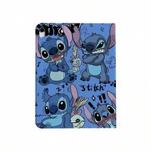 Disney Stitch Tablet Protective Case With Multi-Fold Stand, Flip Cover Design, Heat Dissipation Back Panel, Stain-Resistant And Non-Fading, Unisex, Printed With Stitch Cartoon Character On Both Sides, Shockproof And Drop-Resistant, Multiple Folding Methods Provide Different Viewing Angles, Artistic Design, Suitable For IPad/Air/Pro Models - Blue - View 12