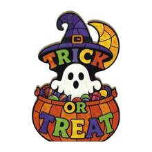 2D Flat, 1pc Putuo Decor 1pc Modern Wooden "Trick Or Treat" Sign - Artificial Wood Desktop Decoration, Suitable For Home, Halloween Party, Desktop Decor, With "TRICK OR TREAT" Banner, Great Gift, Year-Round Use Wooden Material, 2D Flat No Electricity Required - A - View 5