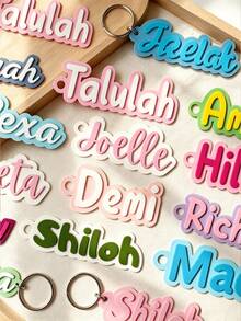 Customized Name Keychain Personalized Acrylic Name Tag Graduation Gift Souvenir Academic Style Text Nameplate Backpack Insulated Cup Water Bottle Lunch Box Accessory Gym Bag Luggage Tag Pendant Couple Style Customized Luggage Tag - Multicolor - View 3