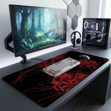 Red Spider Lily Pattern Extra Long Gaming Mouse Pad And Desk Mat Set, Non-Slip Durable Rubber Base, Smooth Surface, Suitable For Computer Laptop Office Home, Abstract Art Decor, Back To School Supplies - A - View 9