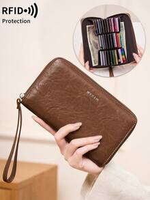 FOREVER MIYIN RFID Blocking Zip‑Around Wristlet Wallet, Accordion Multi‑Card Organizer With Wrist Strap, Passport Phone Slot, Large Capacity For Travel Daily Carry - Multicolor - View 16