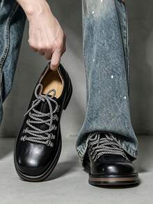 Men's Retro British Chelsea BootWith Chain Decor, Suede Ankle Boots - Black - View 1