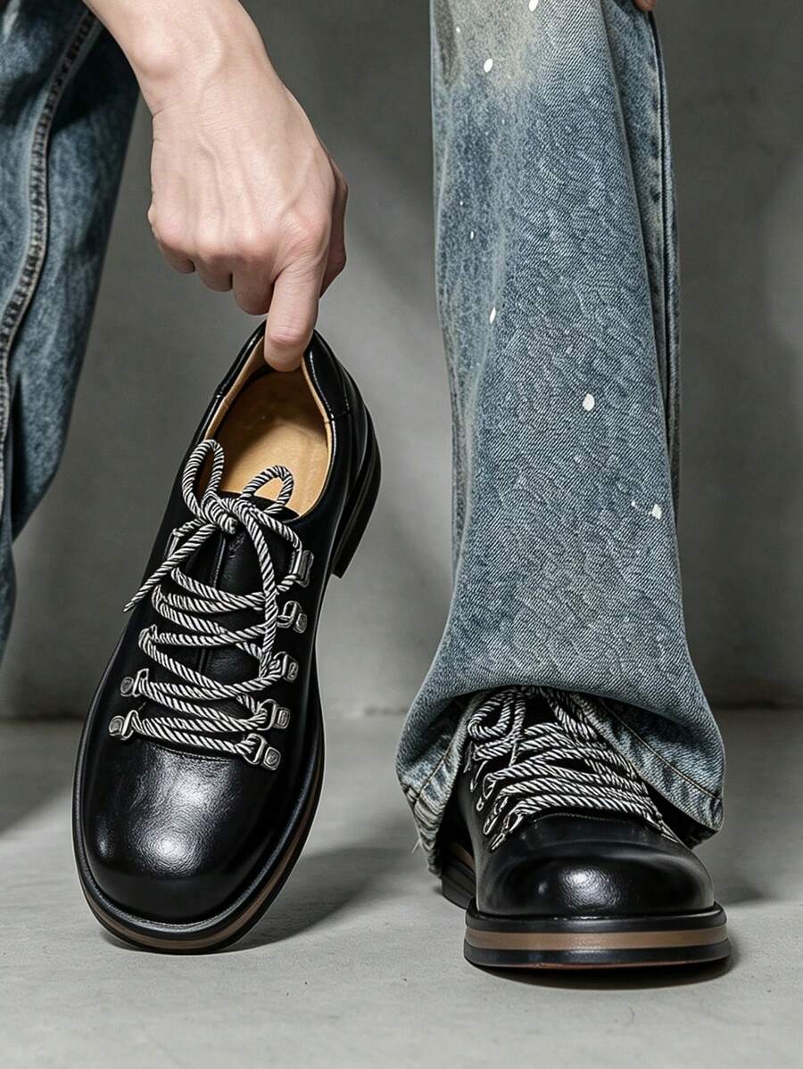 Men's Retro British Chelsea BootWith Chain Decor, Suede Ankle Boots - Black - View 1