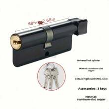 1 Set Metal Door Lock, Includes Lock Cylinder And 2 Handles, Comes With 3 Keys, Elegant Handle Design, Quiet Lock Body With Synchronized Indoor Safety Button, Indoor Door Lever Lock, Suitable For Bedroom And Indoor Room Doors - Multicolor - View 5