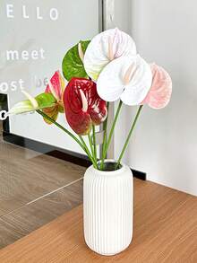 Artificial Red Anthurium Flower, DIY Wedding Bridal Party Bouquet Centerpiece Floral Arrangement, Home Office Living Room Bookshelf Decor, Gift For Plant Lovers And Homeowners - Multicolor - View 3