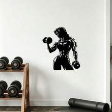 Self-Adhesive Dumbbell Lifting Female Bodybuilding Wall Sticker, Gym Inspirational Sports Decor, Suitable For Home Gym, Studio, Bedroom, Living Room Home Decor, Waterproof, Peel And Stick Material, Ideal Gift For Female Fitness And Bodybuilding Enthusiasts - A - View 6