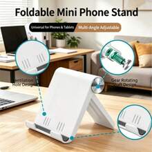 1/2 Foldable Portable Phone Stand, ABS Material, Universal Desktop Stand, Adjustable Angle, Multi-Angle Folding Design, Compact And Lightweight, Pocket Size, Suitable For All Smartphones And Tablets, Stable And Anti-Slip - A - View 3