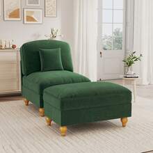 Sofa Green Made Of Chenille For Living Room - 綠色 1 人座 - 查看 3