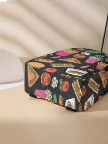 1pc Fries And Hamburgers Pattern Diamond Quilted Kids Backpack, Lightweight Large‑Capacity Zipper Closure Children Rucksack For School Travel Outdoor - Multicolor - View 5