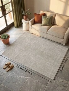 1pc Light Gray Minimalist Living Room Rug, Suitable For Kitchen, Dining Room, Bedroom, Room Holiday Decor, Indoor/Outdoor, Office, Lobby, Non-Slip Doormat, Bathroom Rug, Hallway, Study Gaming Area Rug - Light Grey - View 16