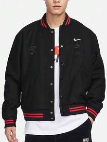 Nike CNY Men's Logo Casual Versatile Fashion Long Sleeve Jacket Black/Grey - Black - View 1