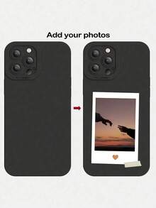 1 pieza Funda de teléfono personalizada de TPU suave a prueba de golpes con diseño de marco de foto personalizado, compatible con Apple, adecuada para mujeres - Negro - Ver 4