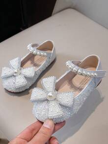 Children's Flat Shoes Spring Autumn Girls Princess Shoes All Season Rhinestone Leather Shoes Shiny Baby Girls Party - Beige - View 5