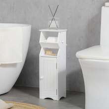 Storage Cabinet, Engineered Wood, 19 X 15 X 56 Cm, For Bathroom, Living Room And Hallway, White - White - View 2