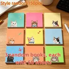 150pcs Cute Macaron Color Cat Sticky Notes (Random Pattern), Exquisite IG Style Memo Pad For Journaling Collage, Office Desk Memo - one-size - View 11