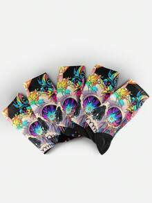 Cool 360° Printed Men's Socks - Streetwear Socks,Colorful Flower Skull,Undead Art Style,Colorful,Funny Socks, Fit Daily, Holiday & Party Occasions - Multicolor - View 6