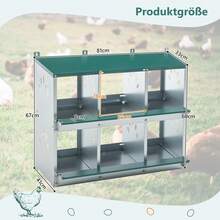 6 Compartment Chicken Nesting Box With 86° Egg Roll Design - Individual Nests With Sloped Bottom Allow For Easy Collection And Protect Against Breakage, 81 X 41 X 67 Cm - Green - View 2