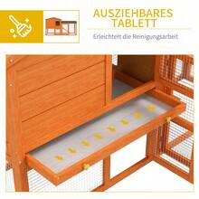 Rabbit Hutch 2 Levels Rabbit Hutch Made Of Fir Wood Winterproof Double-Decker House With Outdoor Enclosure Tub Ramp 150x45x85 Cm Rabbit Cage Outdoor Small Animal Hutch For Rabbits Guinea Pigs Orange, 150 X 45 X 85 Cm - Orange - View 7