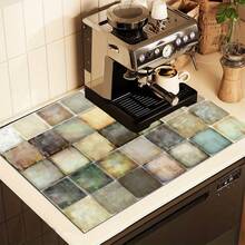 1pc Colorful Plaid Print Pattern, 2D Printed Flat Stove Mat, Rubber Non-Slip Heat-Resistant Stove Cover Pad, Suitable For Induction Cooktop, Glass Stove, Multi-Functional Anti-Scratch Mat, Perfect Choice For Oven, Washing Machine, Dryer, Kitchen Decor - Multicolor - View 2