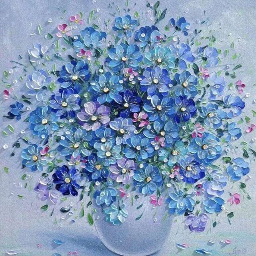1PC DIY 5D Diamond Painting Kit Floral Pattern - Round Full Drill Art Mosaic Craft, Home Wall Decor, Unframed - No Frame - View 1