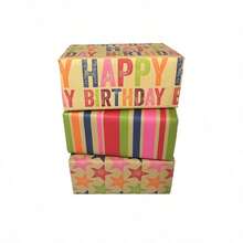 WRAPT Birthday Wrapping Paper Large Premium Thick 50x70cm Gift Paper - Bright Scandinavian Gift Wrapping Paper (Light Yellow Birthday/Star/Stripes, 6 Sheets) - Multiple Styles - View 6