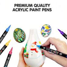 240/144/96/72/48/24 Colors Acrylic Paint Markers - Dual Tip, Colorful Marker Pens, Coloring Marker Set, Suitable For Painting, Doodling, Illustration, Handmade Arts, School Back To School Season For Coloring Books And Other DIY Projects, Applicable To Paper, Fabric, Canvas, Wood, Rock, Plastic, Glass, Ceramic, Pumpkin, Metal, Etc., Easter, Thanksgiving, Halloween, Christmas Gift Supplies - Multicolor - View 5