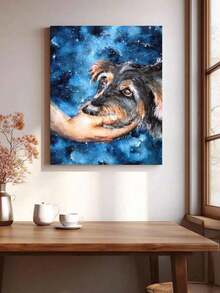 Set de pintura por números sin marco personalizado artístico de cachorro lindo 40*50cm, set de pintura al óleo, para decoración de dormitorio y decoración de pared artística, método de pintura simple y divertido, sin necesidad de base de pintura, cumple tu sueño de pintor, sumérgete en el mundo de los colores, cada trazo es autoexpresión, añade romance a la vida, mejor regalo para familia y amigos - azul - Ver 4