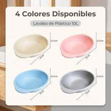 Lavabo de Plástico 10L con Asas Laterales, Tina Redonda Resistente, 2 Unidades, 4 Colores Disponibles, para Baño, Lavado Facial y Limpieza del Hogar - Albaricoque - Ver 6