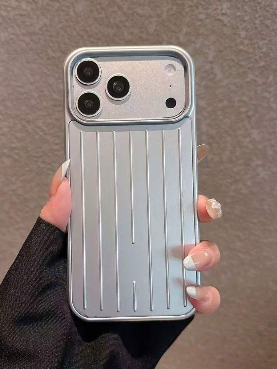 Upgraded Anti-Slip Textured Frame, Matching Pink Silver Luggage And Phone Case. Suitable For Apple 17 Pro Max Phone. Features Matte Anti-Drop Protection, 16 Pro Lens Full Coverage Design, 15 Pro Max Premium Protective Case. - Silver - View 1