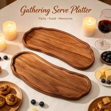 1pc Multi-Purpose Acacia Wood Tray, High-Quality Wooden Tray, Suitable For Bathroom, Dining Table, Perfume Tray, Kitchen Tray, Reception Desk, Decorative Tray, Suitable For Room Decor, Home Decor, Bathroom Decor And Living Room Decor, Widely Used Wooden Tray In The Home - Brown - View 4