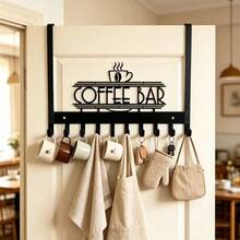 American Style COFFEE BAR Coffee Sign Door Back Hook, No-Drill Iron Door Back Rack, Cafe Restaurant Storage For Cups And Aprons, Home Kitchen Door Coat, Hat, Towel, Key Creative Decorative Storage Hook, Thanksgiving, Holiday, Perfect Gift Choice - View 5
