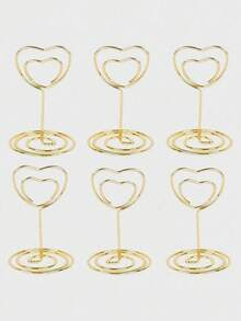 5/10/20 Pieces Gold Table Number Card Holders, Heart-Shaped Table Number Photo Frames, Table Card Stands, Paper Menu Clips, Green Watercolor Style Table Cards, Perfect For Wedding And Party Seating Arrangements, Foldable And Convenient. - Multicolor - View 8