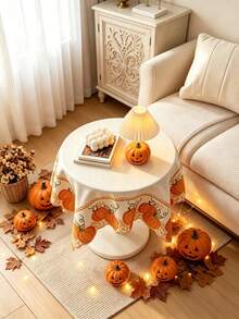 HXARTMIS 1PC Halloween Decoration New Product: Pumpkin And Maple Leaf Lace Transparent Tablecloth. A New Autumn Decoration Product, Suitable For Kitchen And Dining Table Decoration, Halloween Decoration, Autumn Home Decoration, And Everyday Home Decoration. - Orange - View 6