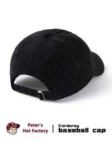 1pc Unisex Babygril Embroidered Corduroy Baseball Cap, Fashionable Sports Duck Bill Hat, Sun Protection Breathable Outdoor Hat, Adjustable Hat Circumference, Suitable For Outdoor Sports, Camping, Climbing, Fishing - A - View 4