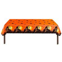 1/3pcs Orange Pumpkin Castle Orange Plastic Rectangular Tablecloth 54x108inch Pumpkin Bat Skeleton Print, Skeleton Table Runner For Halloween Dining Table Decoration, Indoor/Outdoor Party Tablecloth - Multicolor - View 9