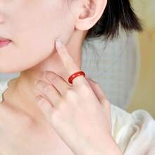 Pinannie 6mm Red Agate Ring For Women, Natural Stone Band, Protective Good Luck Gemstone Ring, Feng Shui Everyday Jewelry, Gift For Her (US Size 6 7 8 9) - Red - View 5