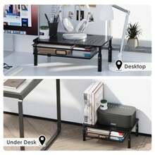 Soporte para impresora de computadora con cajón, organizador de computadora para oficina en casa, impresora, máquina de fax, escáner, latop, 14.5 x 9.2 pulgadas, negro - Multicolor - Ver 7