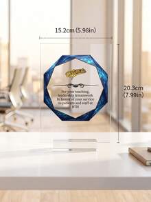 1pc Personalized Award Plaque With Stand, Custom Logo And Text Octagon Marble Pattern Trophy, Customizable Desktop Honor Plaque For Corporate Employee Appreciation, Retirement, Award Ceremony Souvenir - Multicolor - View 7