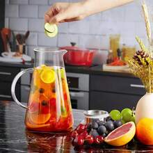 7 Pcs Glass Water Pitcher Set, Pitcher With Filter Lid Comes With 6 Glass Cups, Heat‑Resistant Amber Glass Teapot, Suitable For Serving Cold Water, Fruit Juice And Floral Tea On Dining Tables In Home Living Rooms - Multicolor - View 5