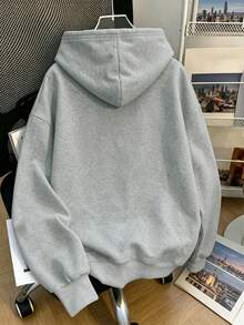 Plus-Size Women's Casual, Cute And Relaxed Raccoon Print Hoodie With Pockets, Fun And Unique Style, Women's Autumn And Winter Hoodie. - Light Grey - View 2