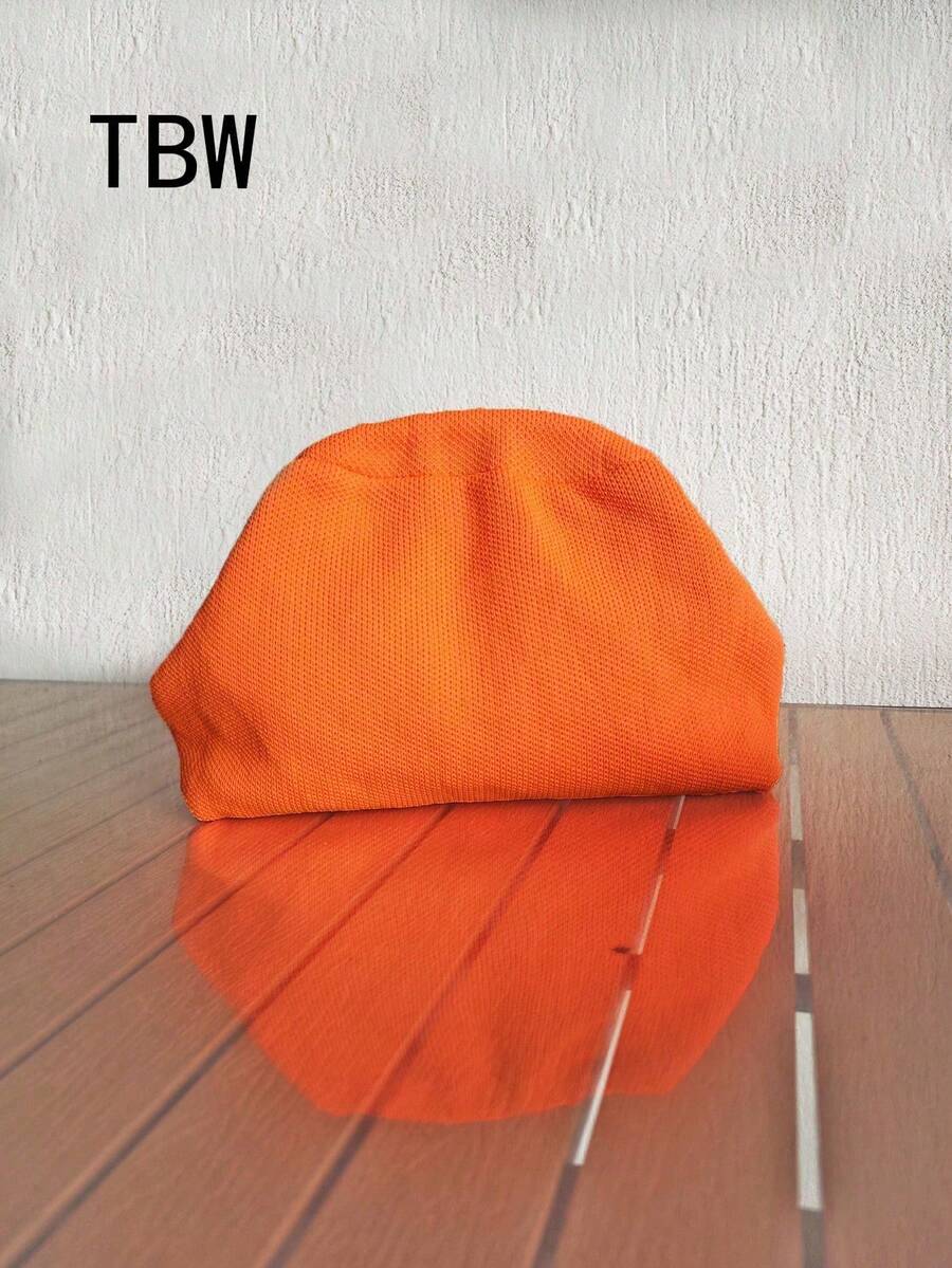 Women's Knitted Clutch Bag, Solid Color, Large Capacity, Classic Retro Clasp Bag, Vacation Travel Style - Orange - View 1