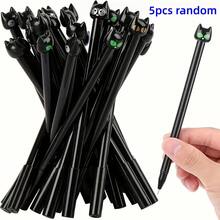 10支隨機顏色可愛卡通黑貓凝膠筆，0.5mm黑墨水，學生辦公用品 - 彩色 - 查看 8