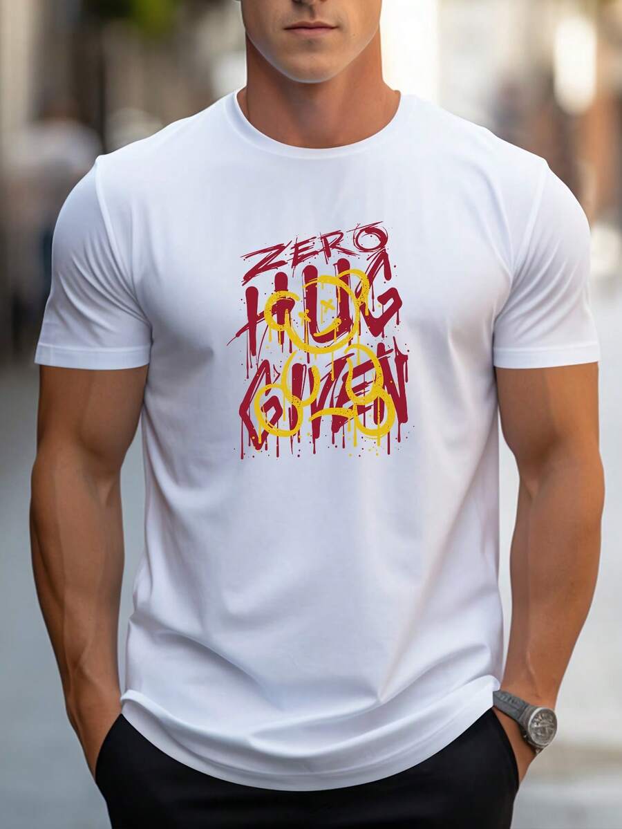 Men's Pure Cotton Short Sleeve T-Shirt Casual Summer Everyday Regular Fit Soft Breathable Basic Top - 白色 - 查看 1