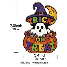 2D Flat, 1pc Putuo Decor 1pc Modern Wooden "Trick Or Treat" Sign - Artificial Wood Desktop Decoration, Suitable For Home, Halloween Party, Desktop Decor, With "TRICK OR TREAT" Banner, Great Gift, Year-Round Use Wooden Material, 2D Flat No Electricity Required - A - View 2