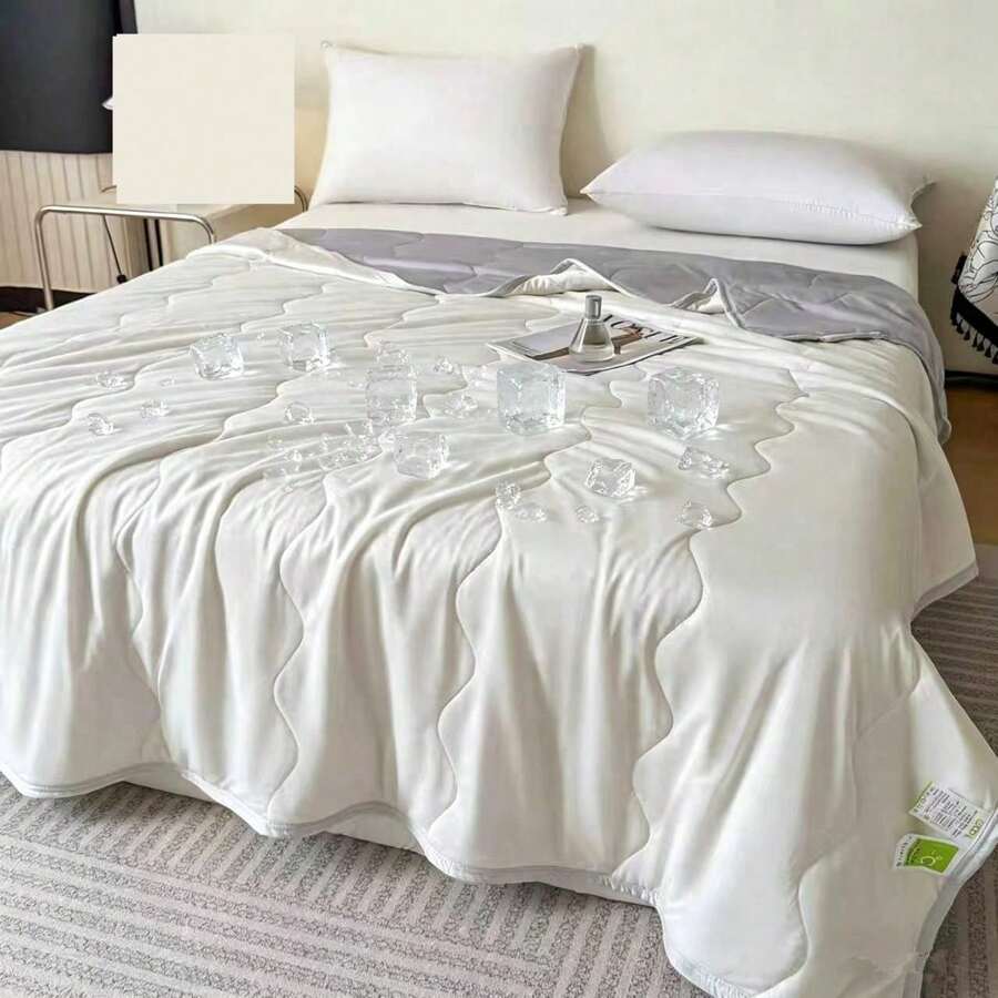 Cooling Summer Quilt, Air Conditioning Quilt, Machine Washable Summer Blanket, Single/Double Bed Summer Quilt, Thin Summer Cooling Quilt, Suitable For Camping And Hiking, Without Pillowcase And Inner Core - White - View 1