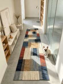 1pc Colorful Plaid Door Mat, Hallway Runner Rug, Carpet, Runner Rug, Area Rug, Mat, Home Decor, Area Rug, Living Room Area Rug, Living Room Home Decor, Room Decor, Washable Carpet - Multicolor - View 3