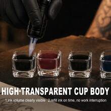 Square Clear Acrylic Tattoo Ink Cups Reusable Pigment Container Stable Placement Smooth Easy Clean Crystal Visible Ink Cup For Tattoo Artists Microblading Permanent Makeup Tattoo Studio Supplies Accessories - View 9