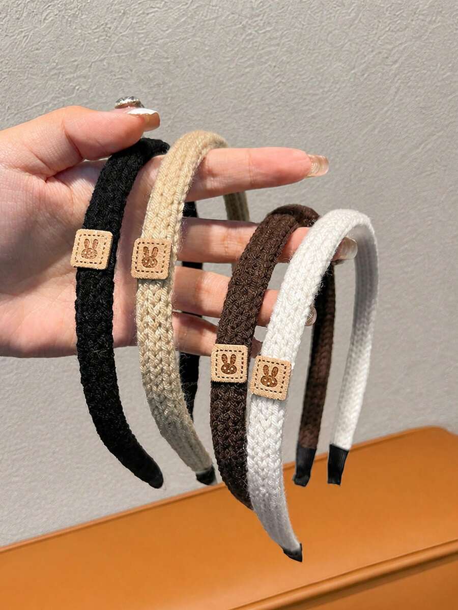 4pcs Girls Knitted Rabbit Headband, Versatile Daily Hair Accessories For Autumn/Winter - Multicolor - View 1